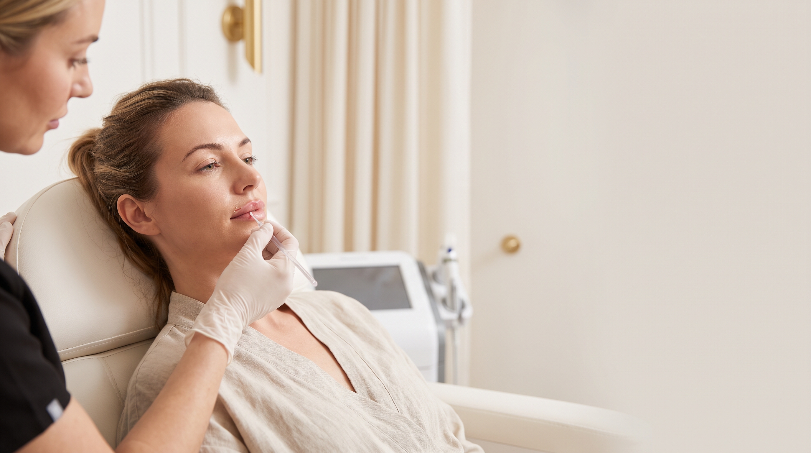 Fondo horizontal del tratamiento: Relleno e hidratación de labios